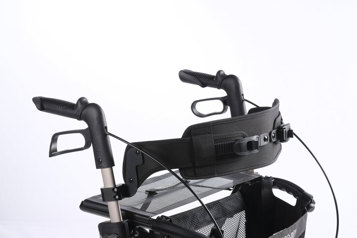 Sunrise Gemino Komfort-Rückengurt, weich gepolstert, am Rollator montiert