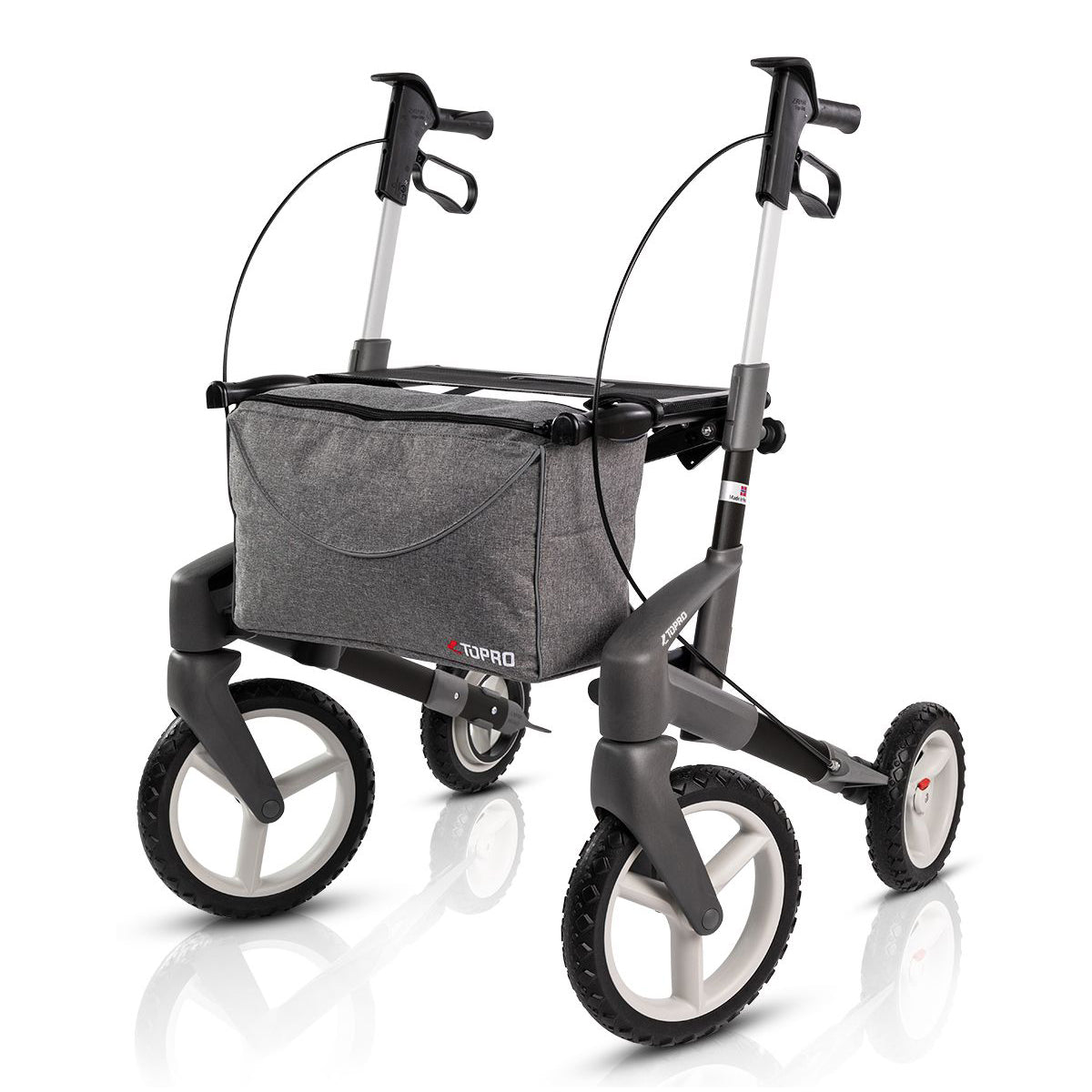 TOPRO Gelände-Rollator Olympos ATR, in Schwarz, mit Sitz und Korb - Outdoor Rollator