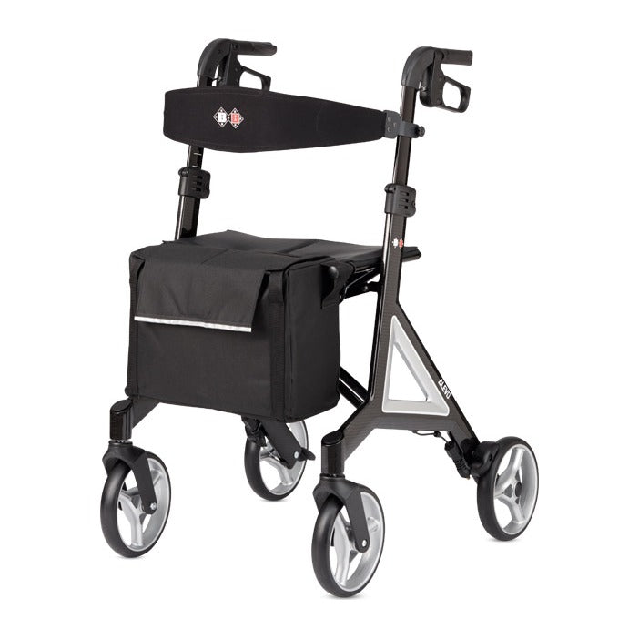 B+B Alevo Carbon Rollator in Silber, Ansicht schräg von vorne