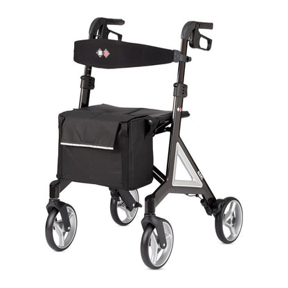 B+B Alevo Carbon Rollator in Silber, Ansicht schräg von vorne