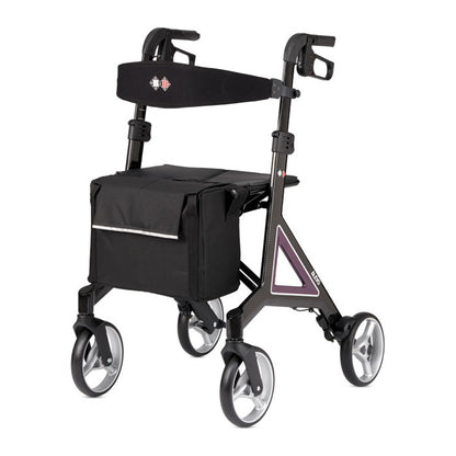 B+B Alevo Carbon Rollator in Aubergine, Ansicht schräg von vorne