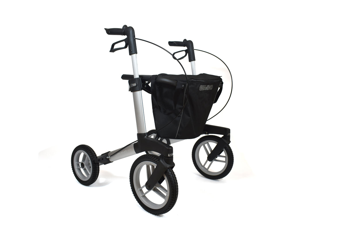 Sunrise Gemino 60 Outdoor Rollator in Silbergrau mit All-Terrain-Rädern (ATR) mit Profil