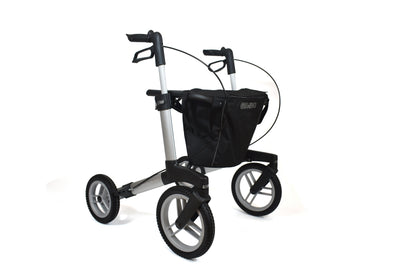 Sunrise Gemino 60 Outdoor Rollator in Silbergrau mit All-Terrain-Rädern (ATR) mit Profil