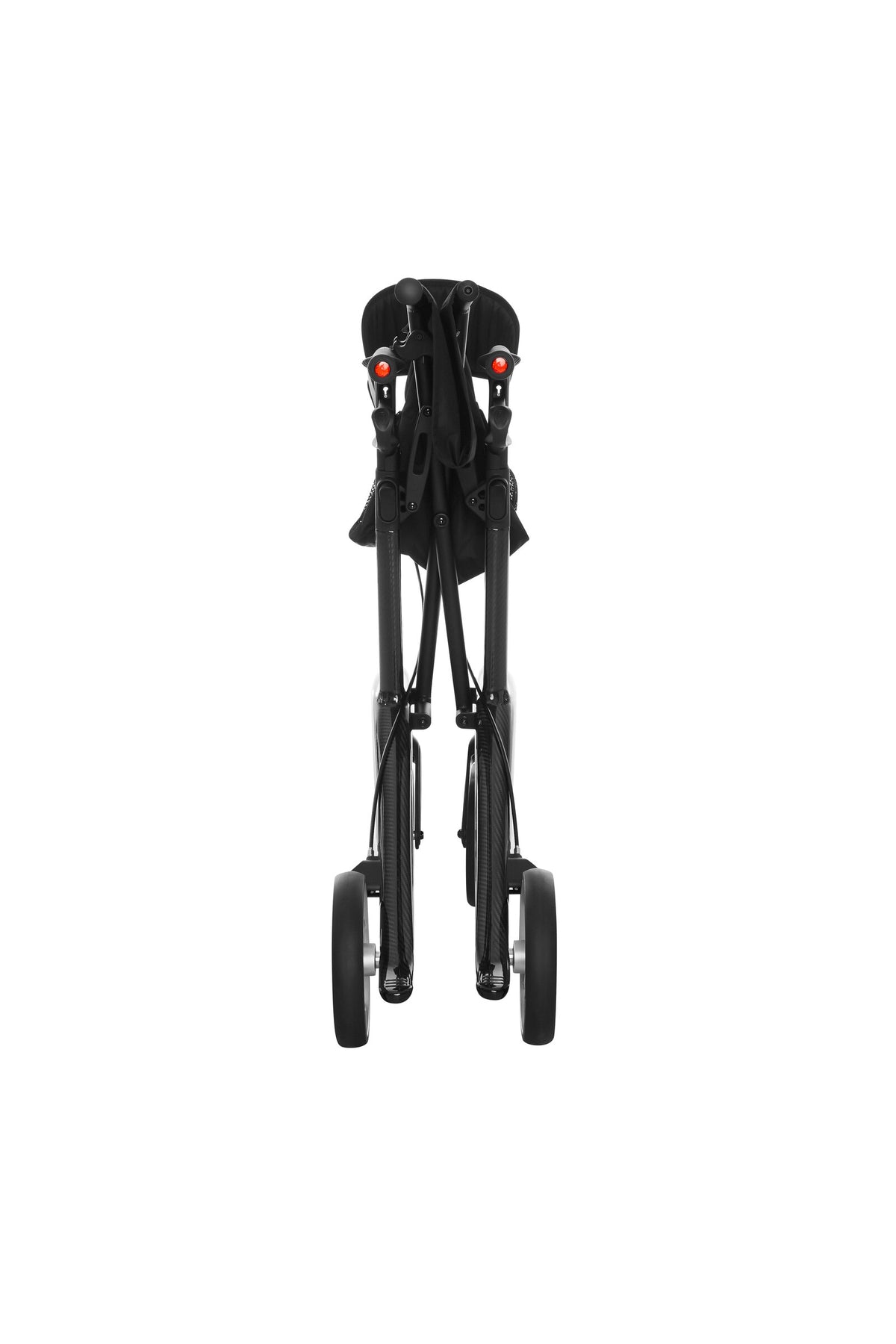 Antar Carbon Rollator Classic in Schwarz, zusammengeklappt, Ansicht von vorne