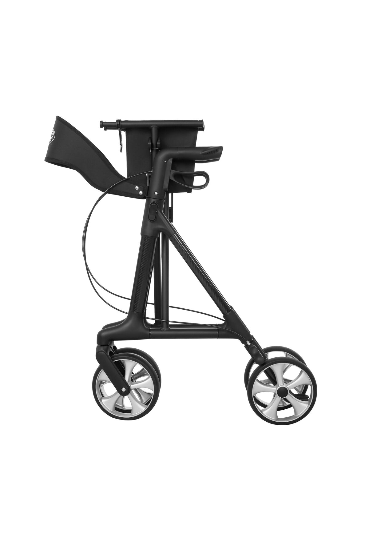 Antar Carbon Rollator Classic in Schwarz, Seitenansicht ohne Tasche