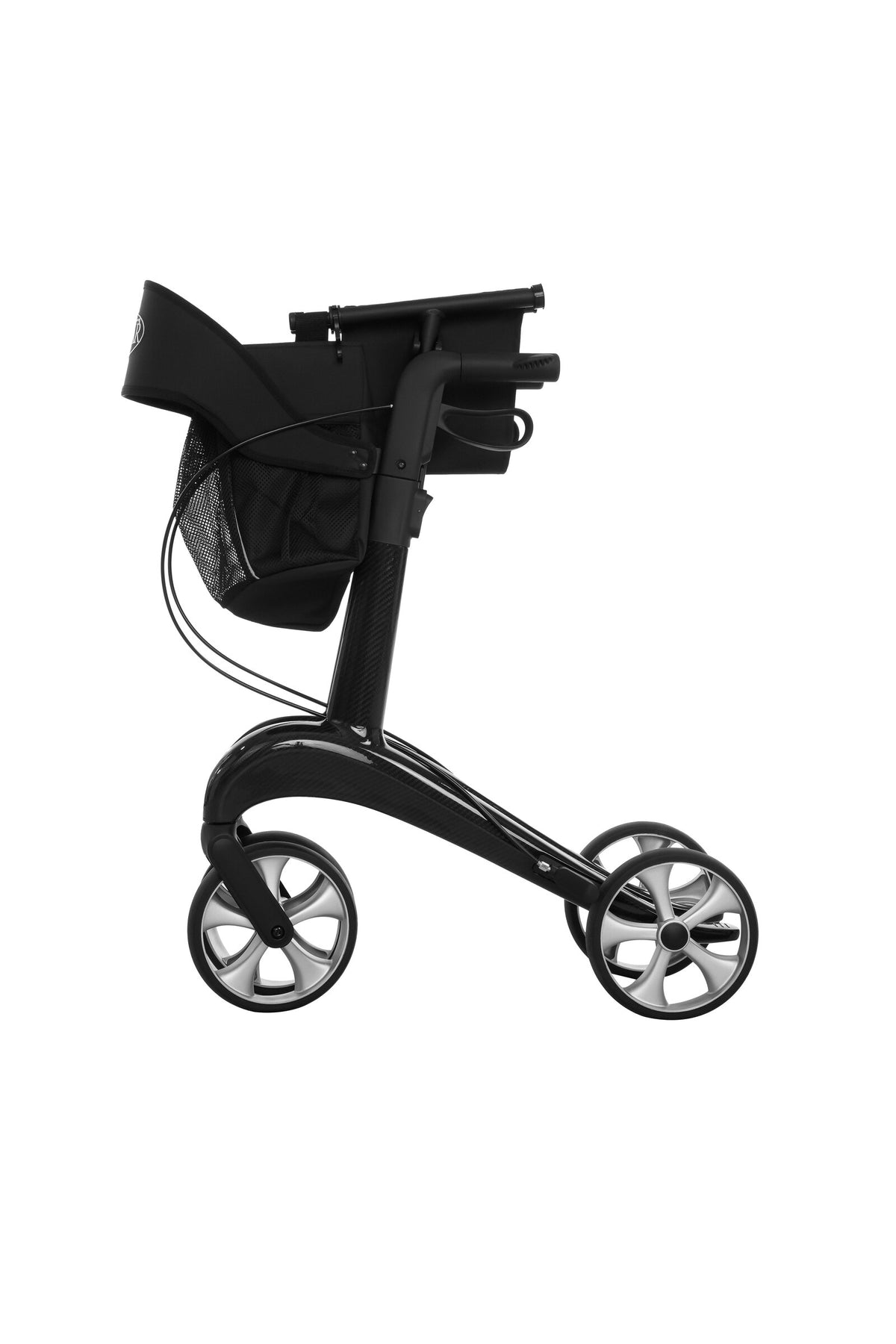 Antar Carbon Rollator Premium in Schwarz, Seitenansicht von der anderen Seite