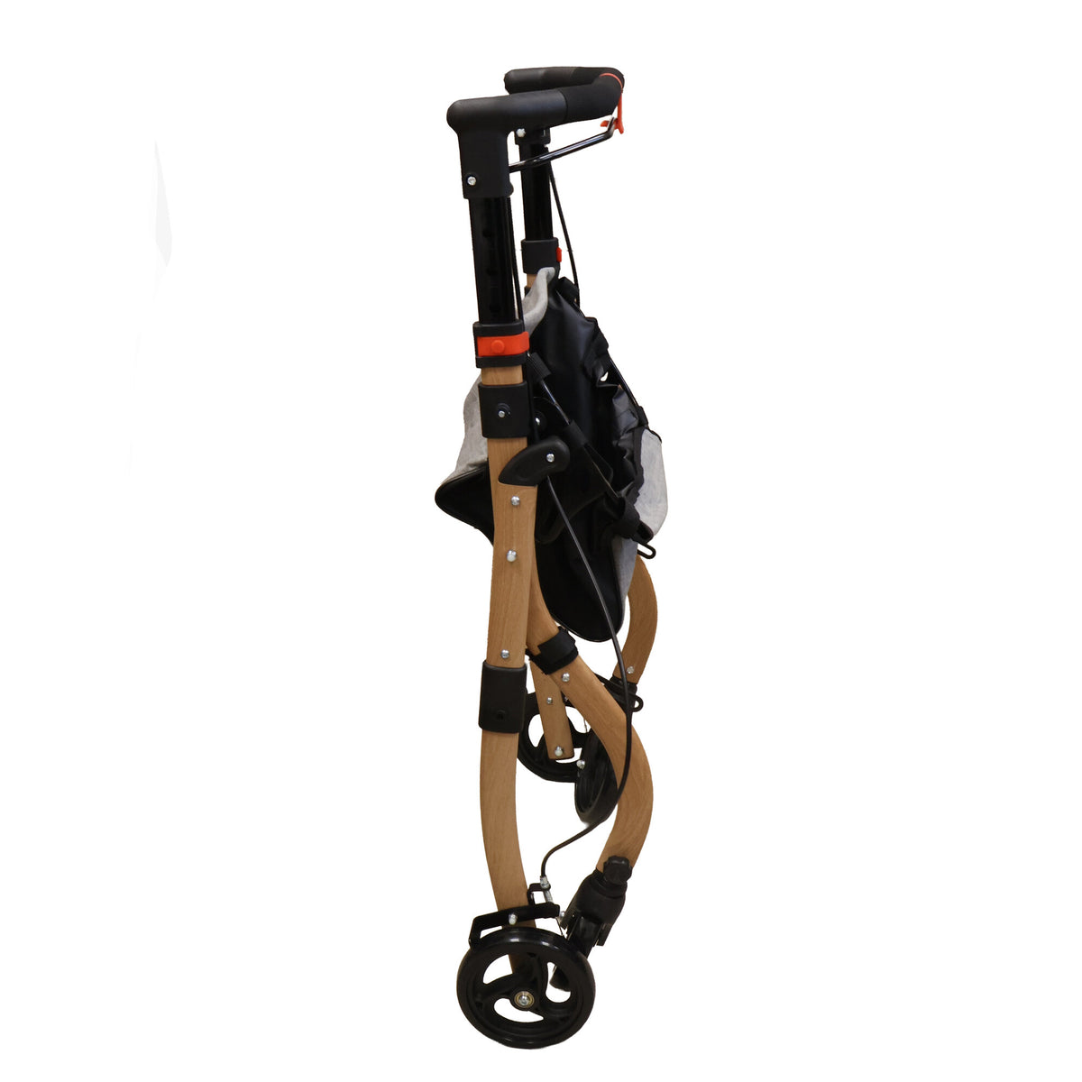 Antar Wohnraumrollator in Vollholzoptik, zusammengeklappt