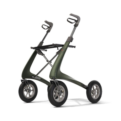 byACRE Carbon Overland Rollator in Metallic-Grün mit luftgefüllten Reifen