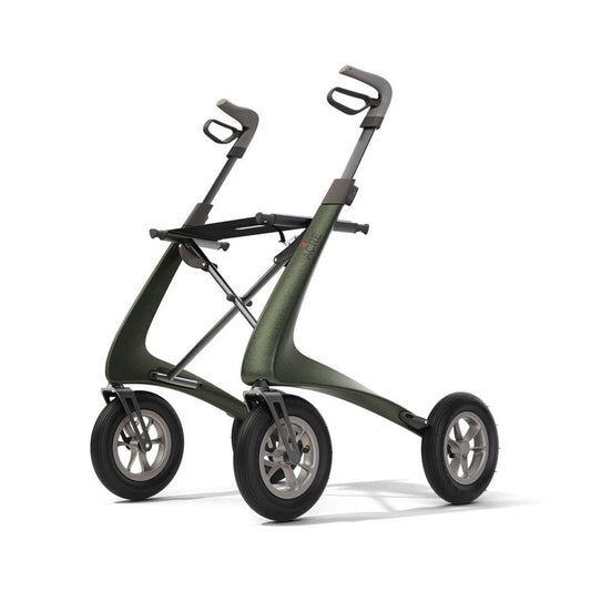 byACRE Carbon Overland Rollator in Metallic-Grün mit luftgefüllten Reifen