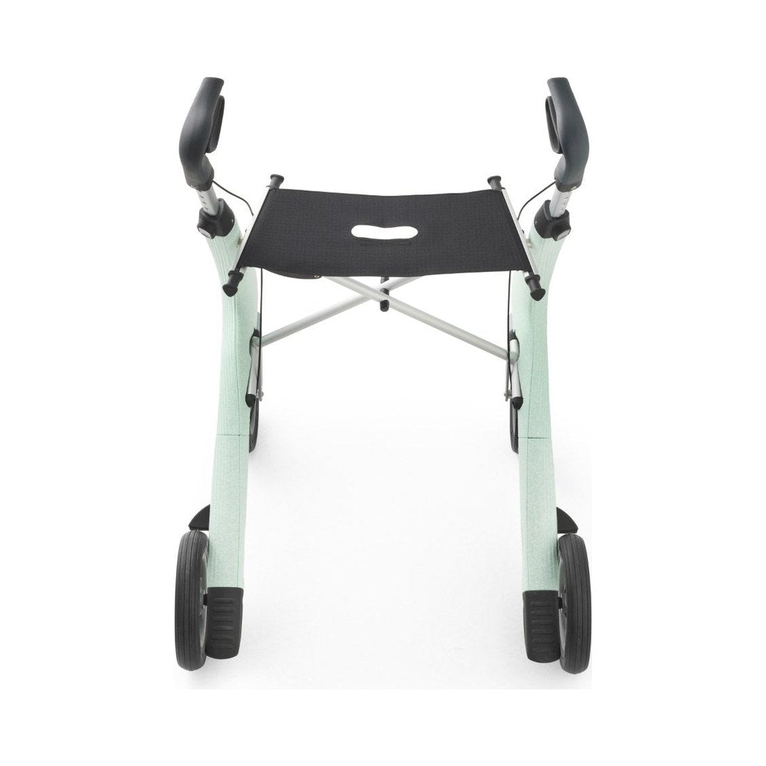 byACRE Nordic Pioneer Rollator in Gletschergrün, Frontansicht mit Sitzfläche und Griffen