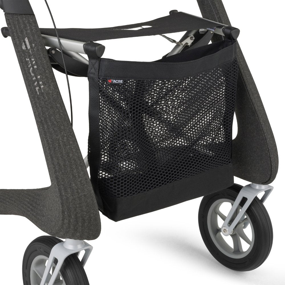 Netztasche am byACRE Nordic Pioneer Rollator in Granitschwarz, Detailansicht