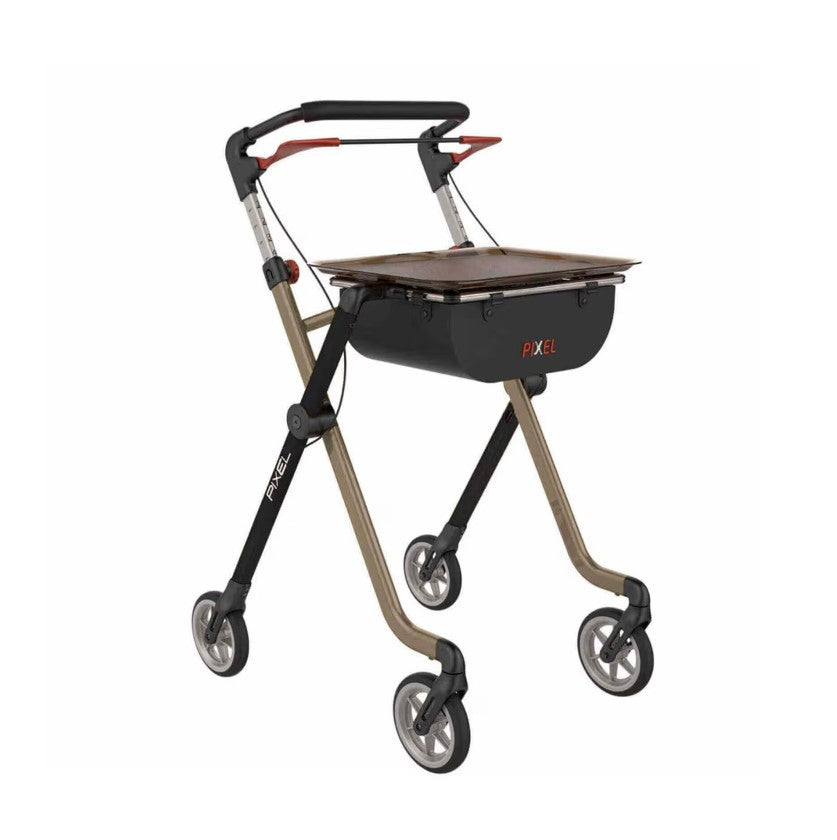 Rehasense Wohnraumrollator Pixel, in Schwarz, in der Frontansicht - Rollator für die Wohnung