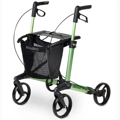Sunrise Gemino 30 Rollator in Apfelgrün mit Standardrädern, von schräg vorne - Leichtgewicht-Rollator