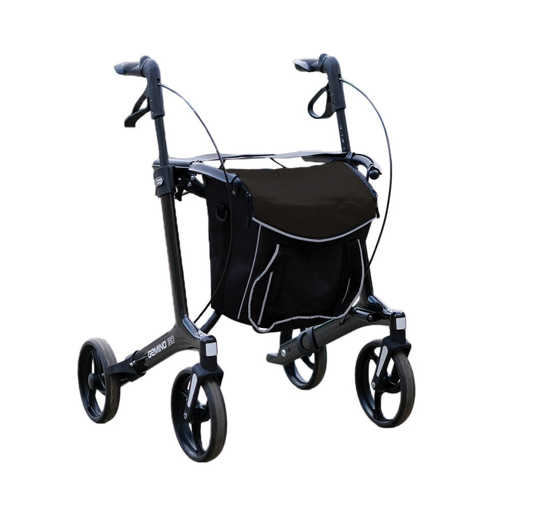 Sunrise Gemino 30 Carbon Rollator mit City-Tasche Alcantara Schwarz (optional)