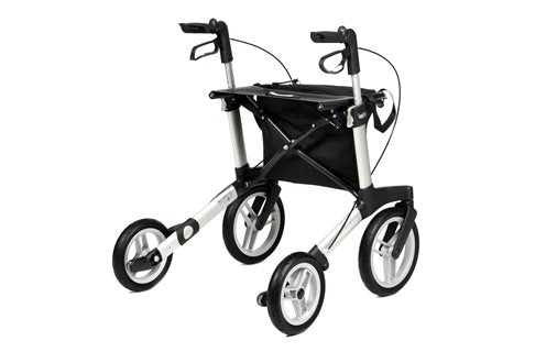 Sunrise Gemino 60 Outdoor Rollator in Silbergrau, Ansicht von hinten