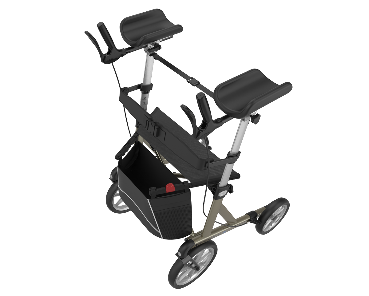 Rehasense Auswärts-Rollator Navigator Air Arthritis, in Champagne, Detailaufnahme - Outdoor Rollator mit Arthritis-Griffen