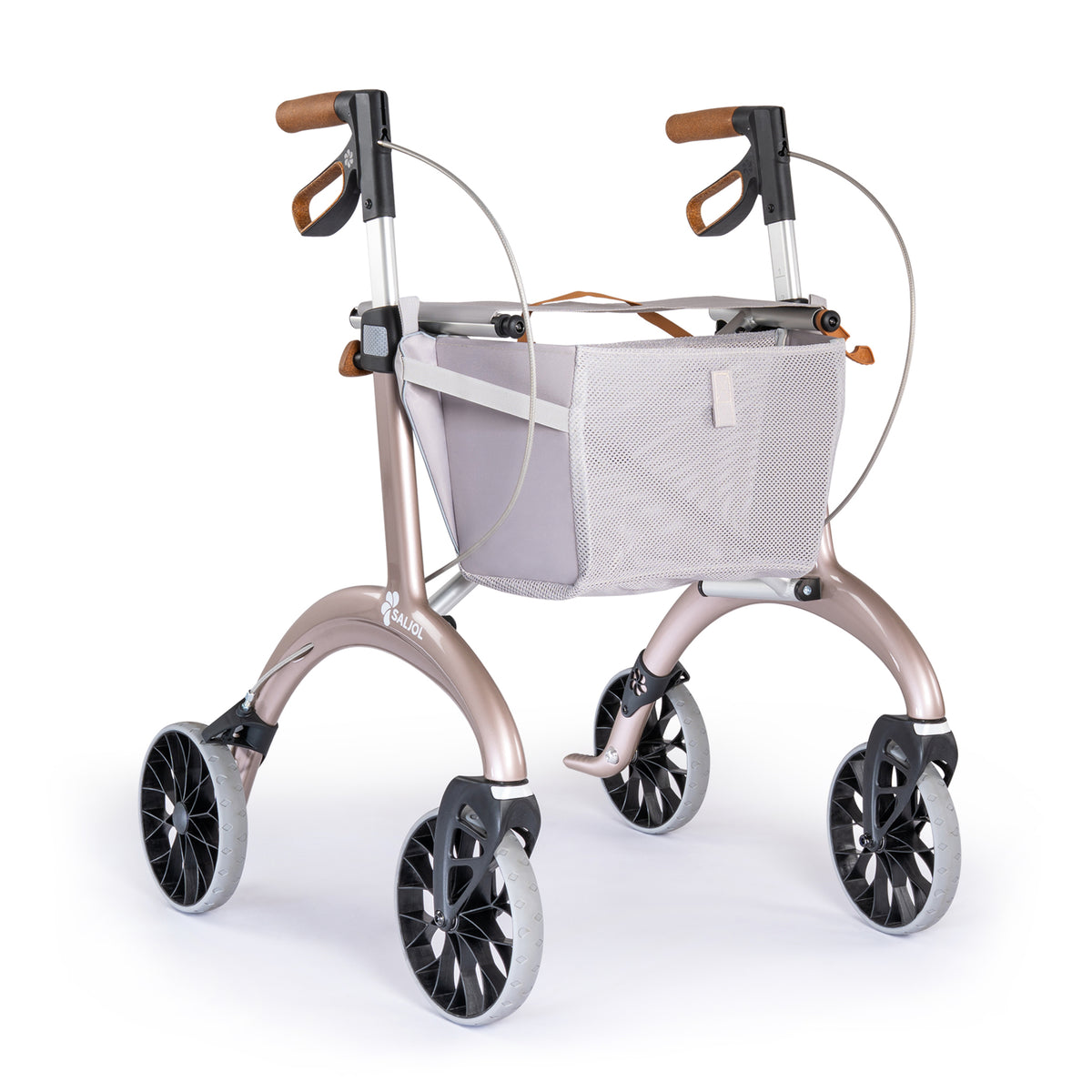 Saljol Carbon Rollator Superlight in Rose Gold, Sitzhöhe 62 cm