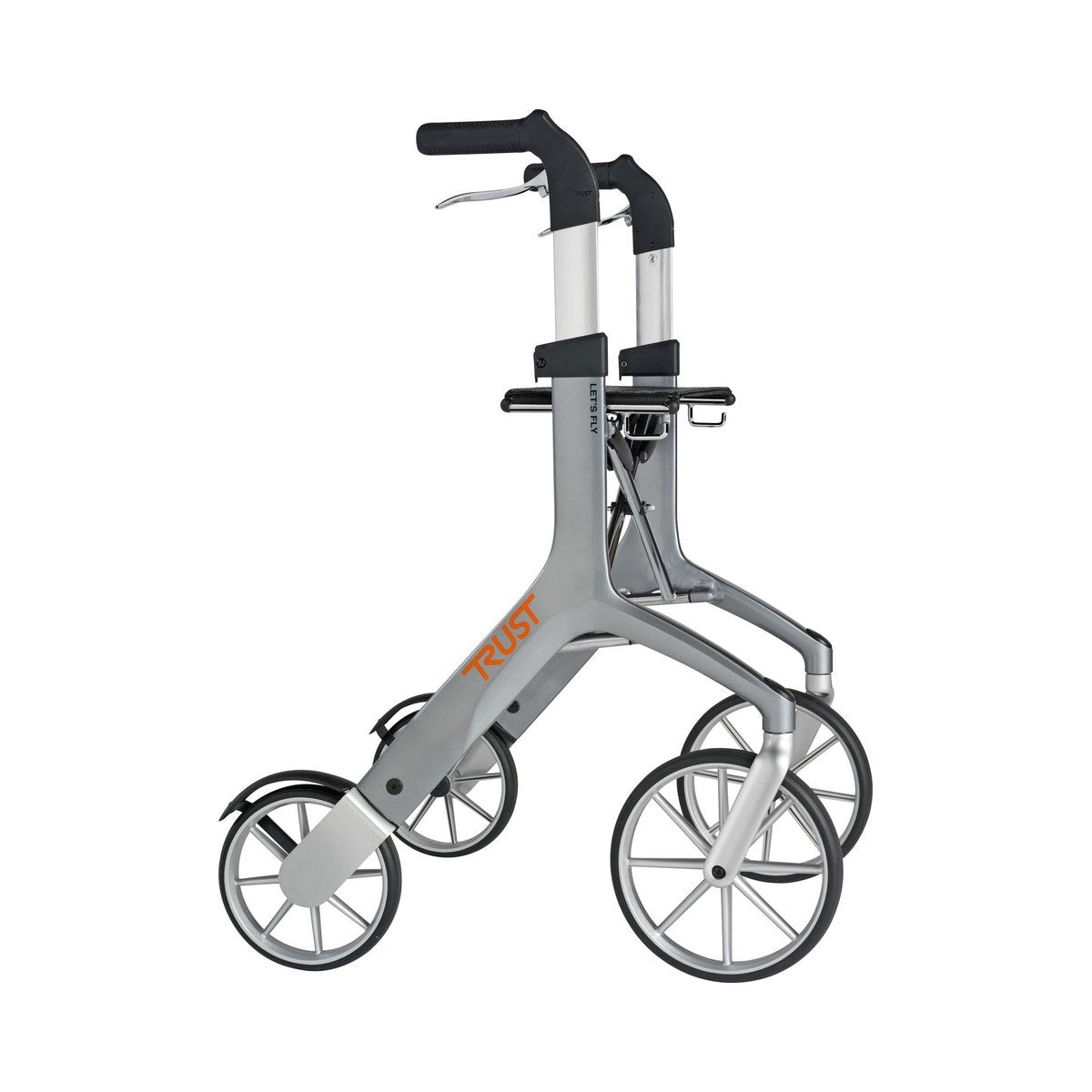 Trust Care Let's Fly Rollator in Grau, Seitenansicht