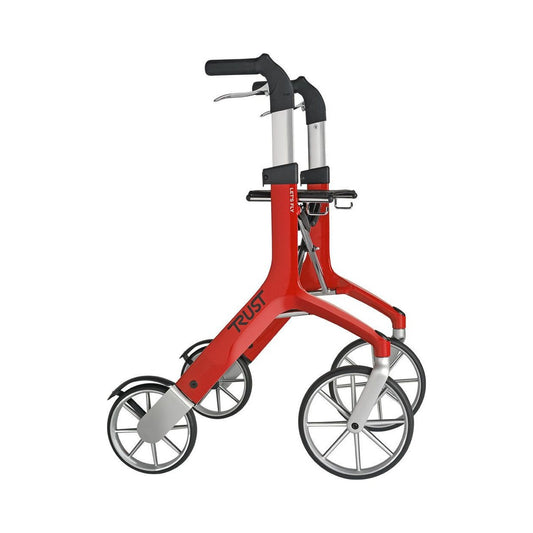 Trust Care Let's Fly Rollator in Rot, Seitenansicht